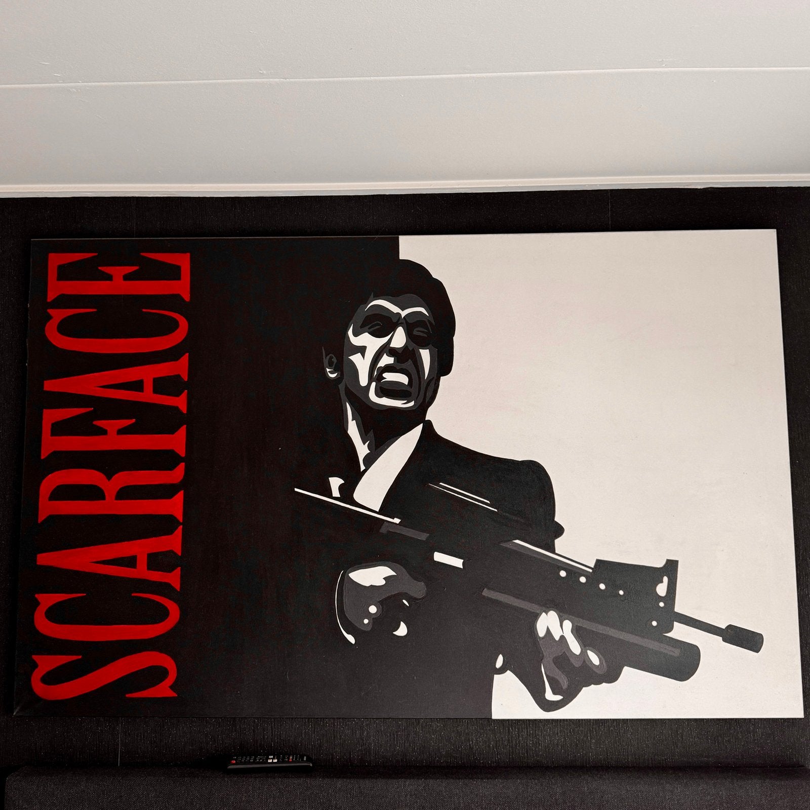 Scarface Tony Montana schilderij op canvas, Antiek en Kunst, Ophalen, Acrylverf, Film, Handgeschilderd