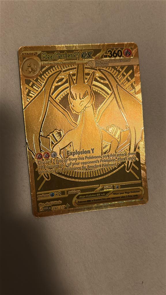 Golden Charizard Y ex, Ophalen of Verzenden, Zo goed als nieuw, Losse kaart, Foil