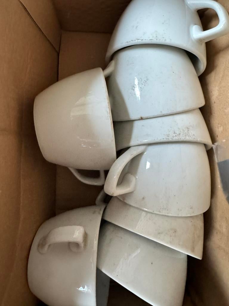 Set van 6 vintage witte koffiekopjes, Ophalen of Verzenden