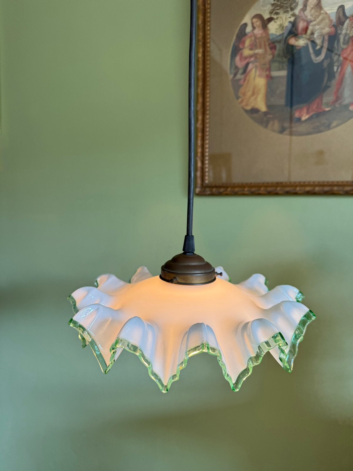 Hanglamp, Murano, Italiaans rokkapje, vintage, jr 50/60, Ophalen of Verzenden