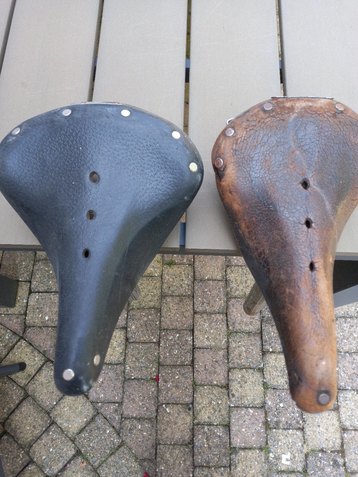2 nostalgische leren fietszadels, Ophalen of Verzenden, Gebruikt, Brooks, Leer