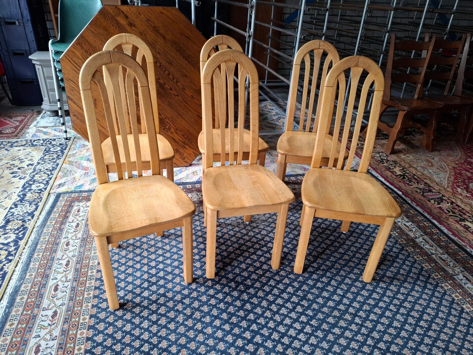 Leuke Toffe massief Eiken stoel stoelen 6dlg. Zie foto's,, Ophalen, Gebruikt, Hout, Vijf, Zes of meer stoelen