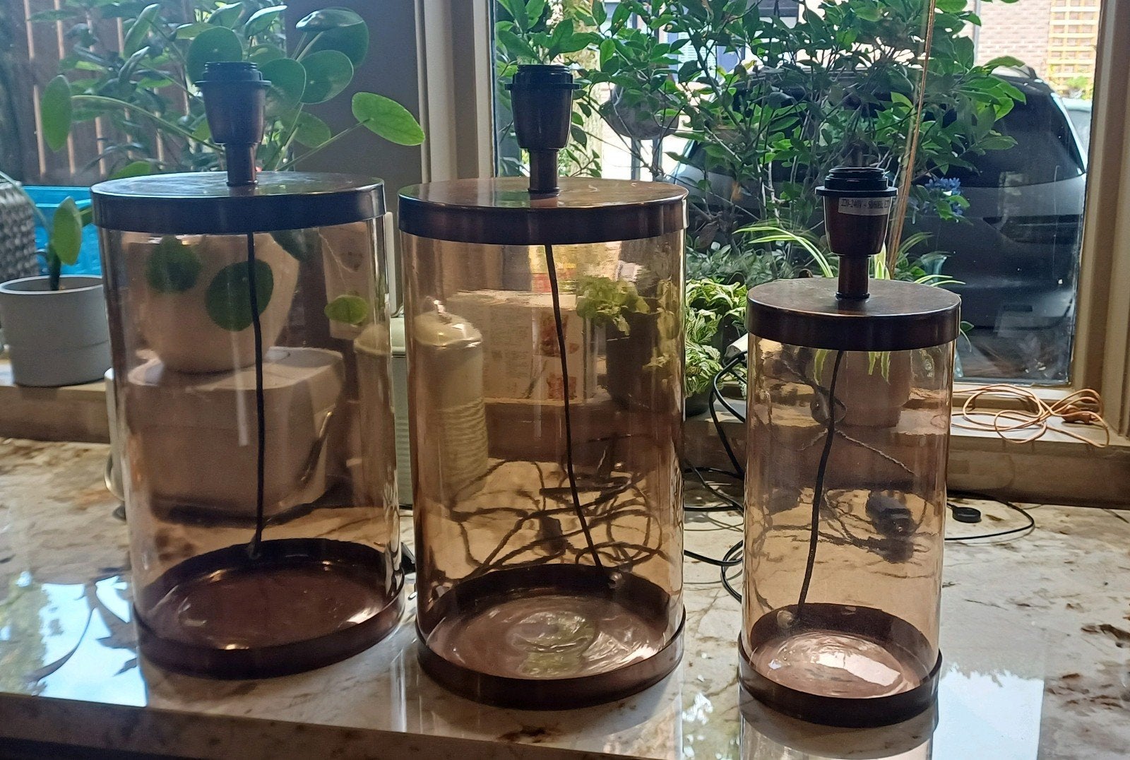 prachtige schemerlamp voet 3x, Ophalen, Glas, Schemerlamp
