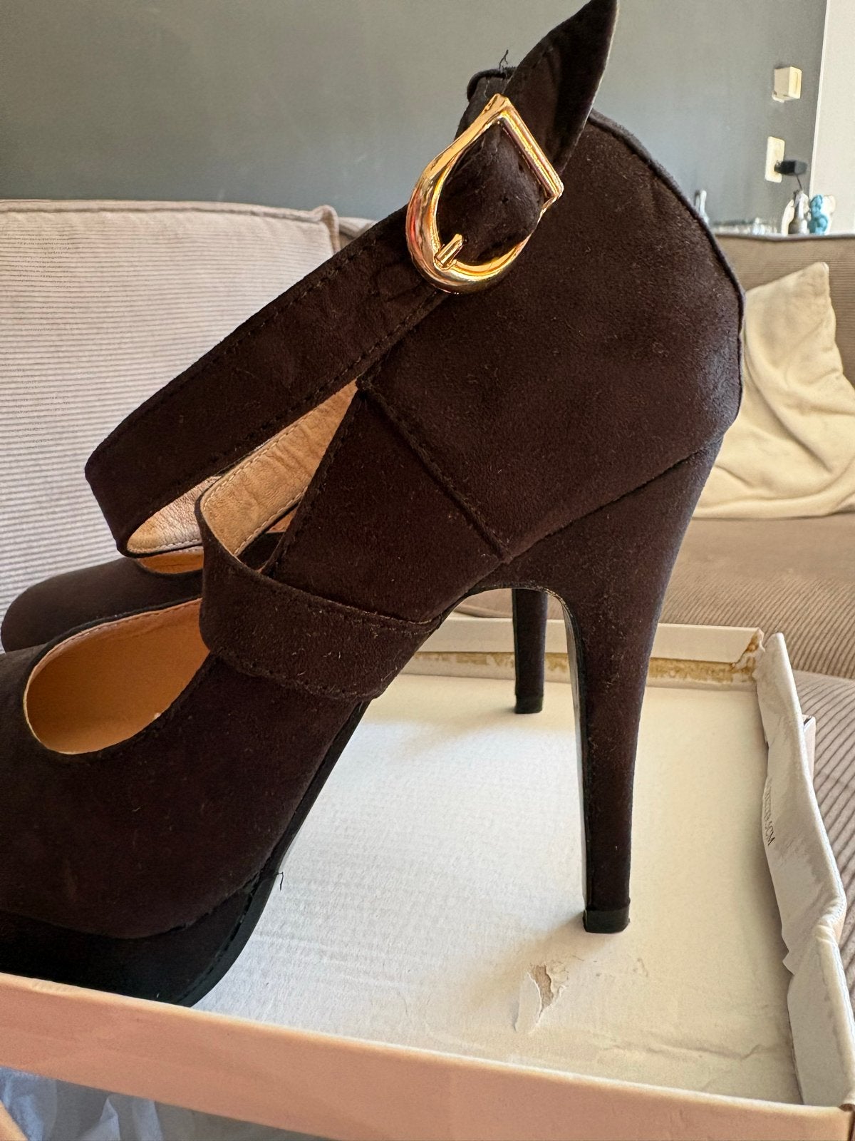 Zwarte dames pumps met hoge hak - Maat 38, Ophalen of Verzenden, Zo goed als nieuw, Zwart, Pumps