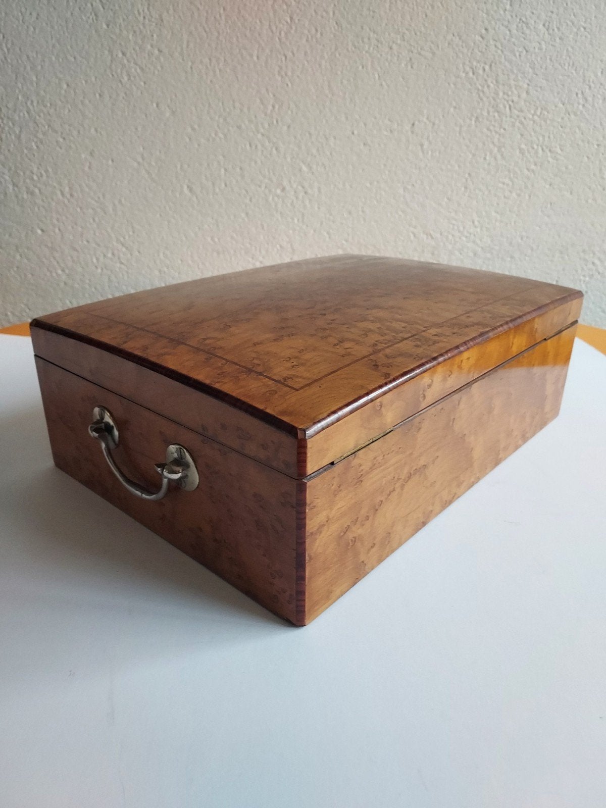 Prachtige bestek/ sieraden kist wortelnoten hout, Ophalen