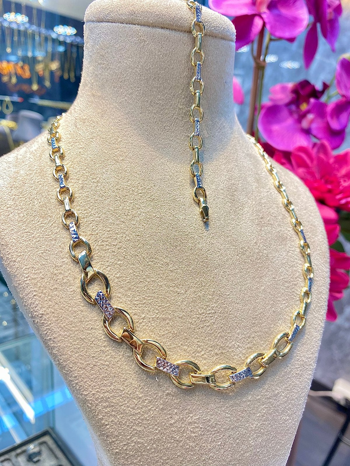 14k Gouden Dames Set Bicolor, Ophalen of Verzenden, Nieuw, Goud