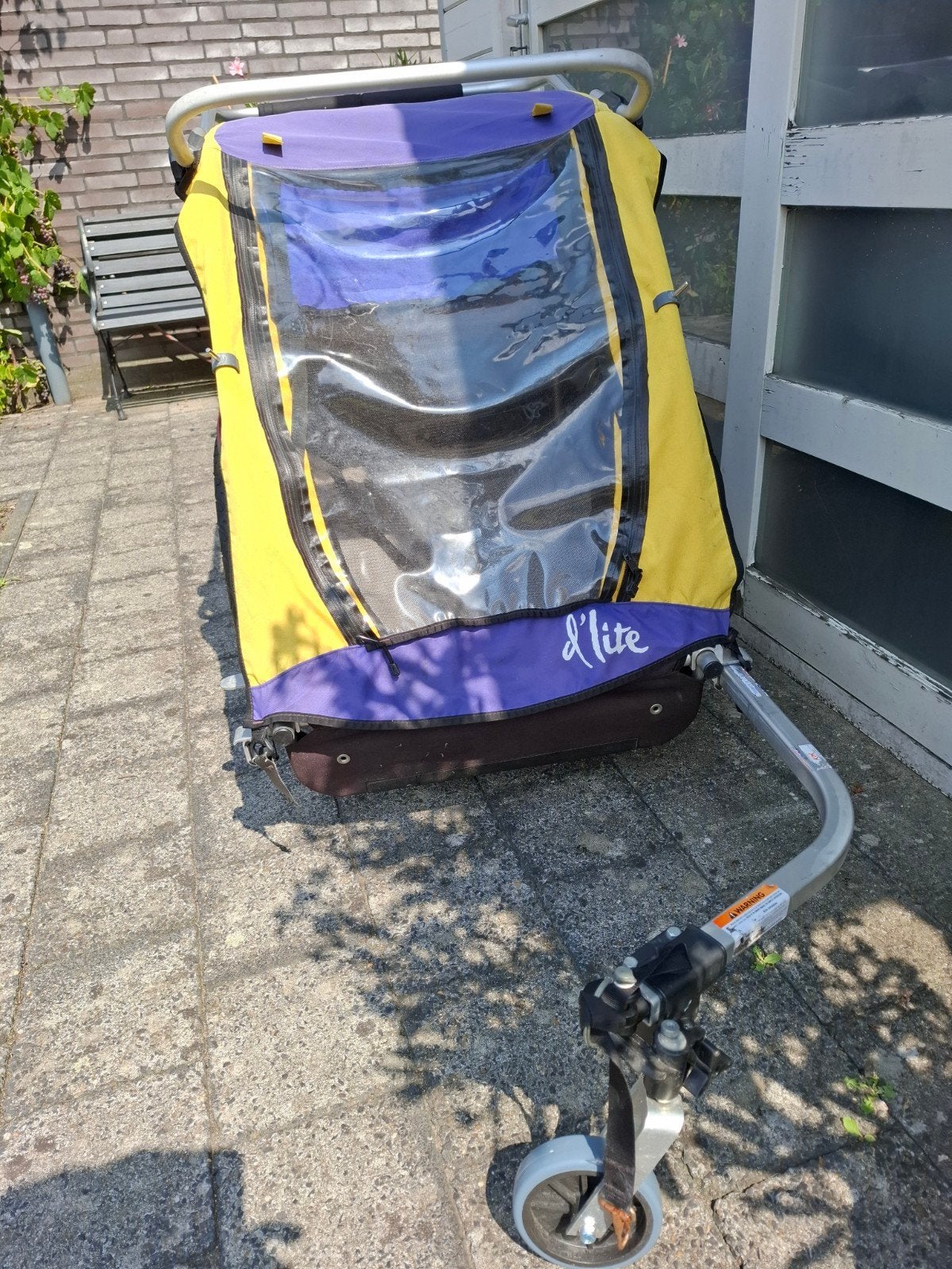 Burley D'Lite Kinder / hondenkar Geel/Paars, Opvouwbaar, Ophalen, Gebruikt, Opvouwbaar, Burley