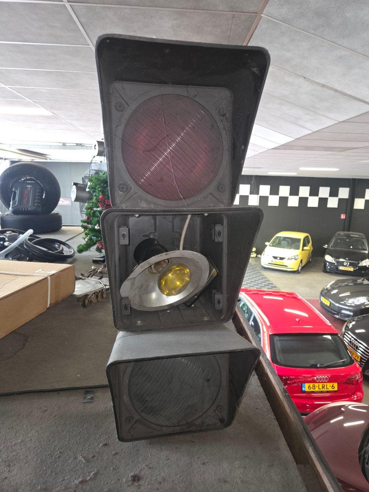 Vintage werkend stoplicht - decoratie voor bar/mancave, Antiek en Kunst, Ophalen of Verzenden