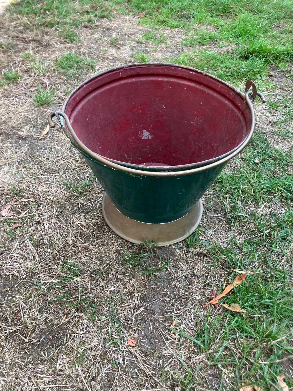 Klassieke Koperen Kolenkit Groen Rood Messing - 34cm, Ophalen, Zo goed als nieuw, Kunststof