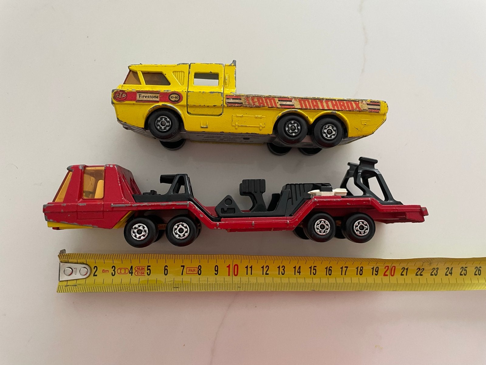 Matchbox Super Kings K-7 Racing Car Transporter & K-114 Tran, Overige merken, Gebruikt, Groter dan 1:32, Ophalen of Verzenden