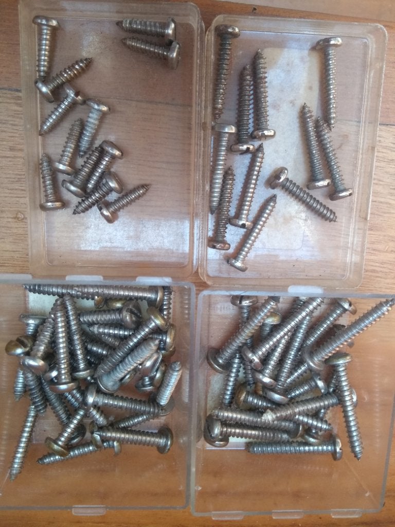Schroeven assortiment rvs platkop 3 - 5 mm, Doe-het-zelf en Verbouw, IJzerwaren en Bevestigingsmiddelen, Gebruikt, Schroeven, Ophalen of Verzenden