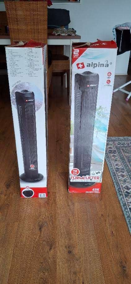 2 x Alpina Toren Ventilators, Witgoed en Apparatuur, Ventilatoren, Ophalen, Zo goed als nieuw, Torenventilator