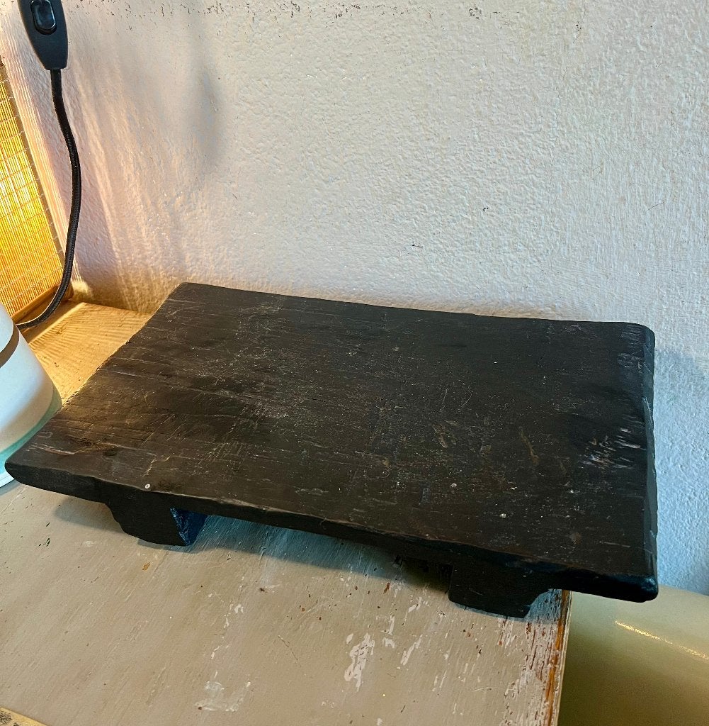 Vintage antiek oud houten theetafeltje Bajot zwart altaartje, Ophalen of Verzenden