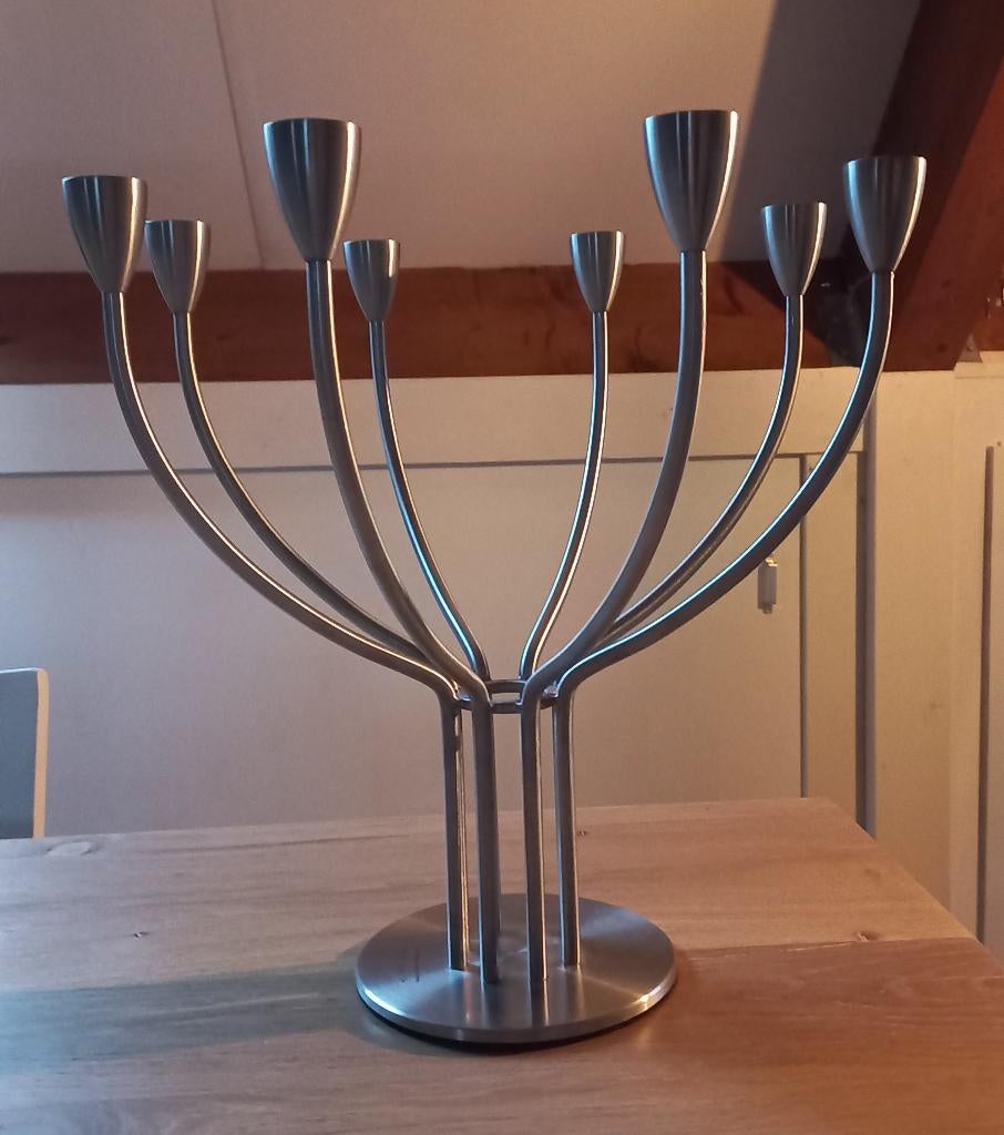 Scandinavisch 8 armig kandelaar RVS @DOC61, 25 tot 50 cm, Nieuw, Ophalen of Verzenden, Metaal