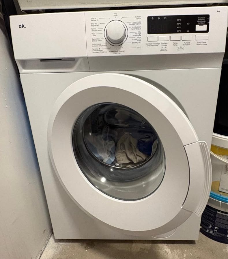 OK. Wasmachine - Voorlader, Ophalen of Verzenden, Zo goed als nieuw, Voorlader, Kort programma