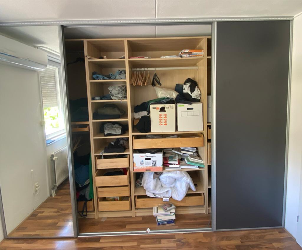 Op maat gemaakte slaapkamerkast met schuifdeuren, Huis en Inrichting, Ophalen, Gebruikt, 200 cm of meer, Met lade(s)