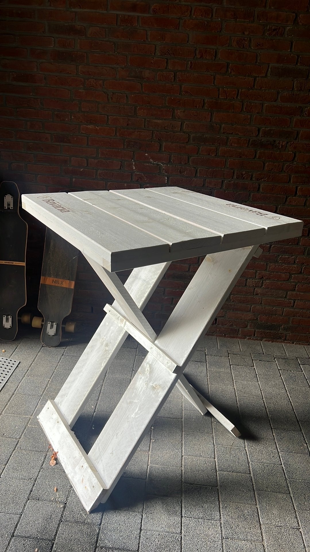 Statafel bavaria  zgan 80 x 80 x 1,09 hoog, Ophalen, Zo goed als nieuw, Rond, Hout