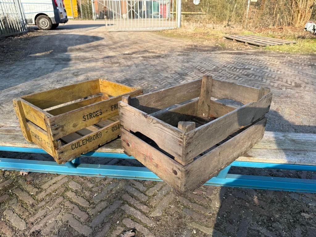 Oude houten kisten - 2 beschikbaar, Ophalen, Gebruikt, 50 tot 100 cm, X