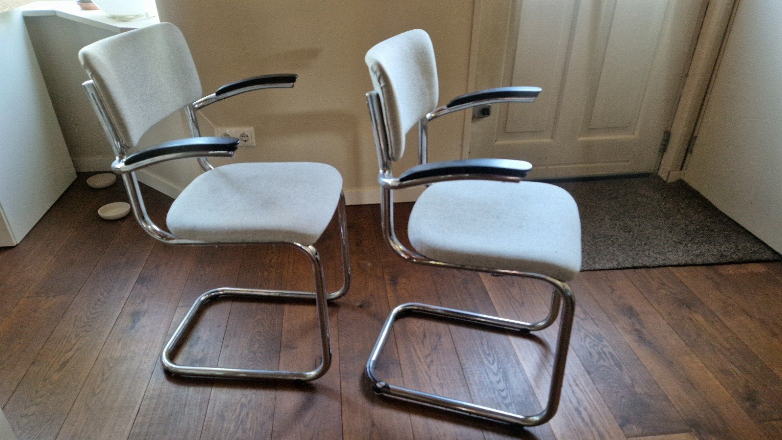Set van 2 vintage buisframe stoelen, Ophalen, Gebruikt, Twee, Stof