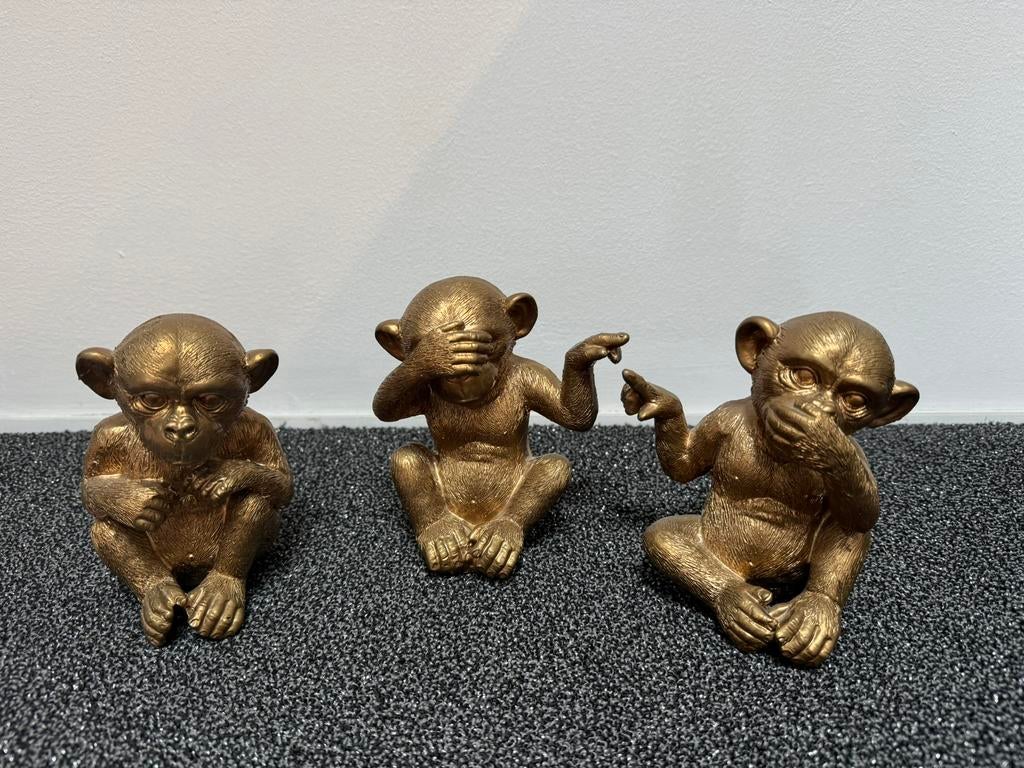 3 gouden aapjes horen zien en zwijgen, Ophalen of Verzenden, Zo goed als nieuw, Dier