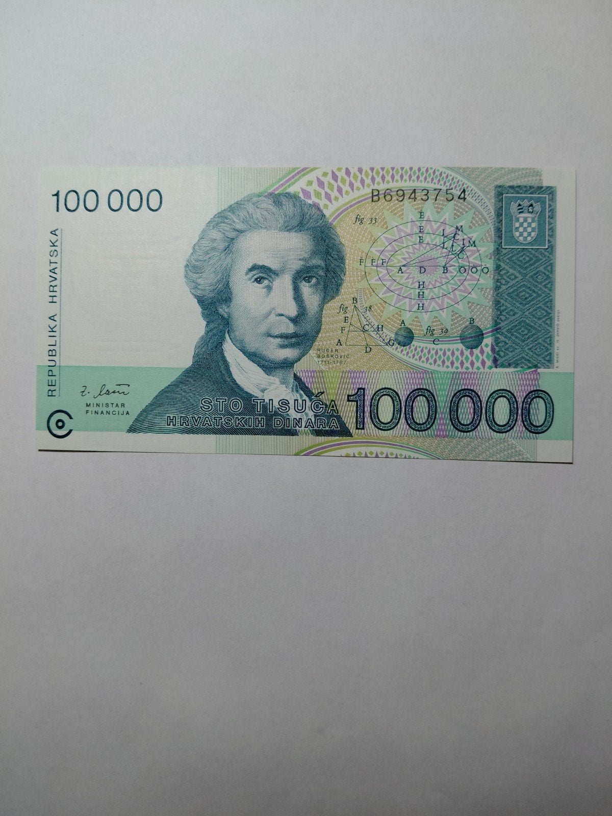 Kroatië 100 000 dinara 1993 unc, Ophalen of Verzenden, Overige landen