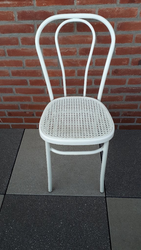 Stoel met vlechtzitting, Huis en Inrichting, Stoelen, Wit, Zo goed als nieuw, Kunststof Rotan, Eén