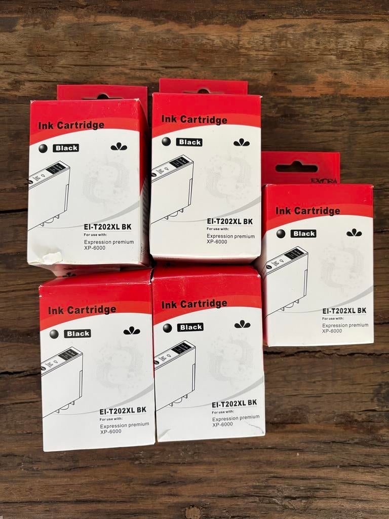 Epson EI-T202XL BK Inktcartridges (5 stuks), Zwart-en-wit printen, Printer, Inkjetprinter, Nieuw