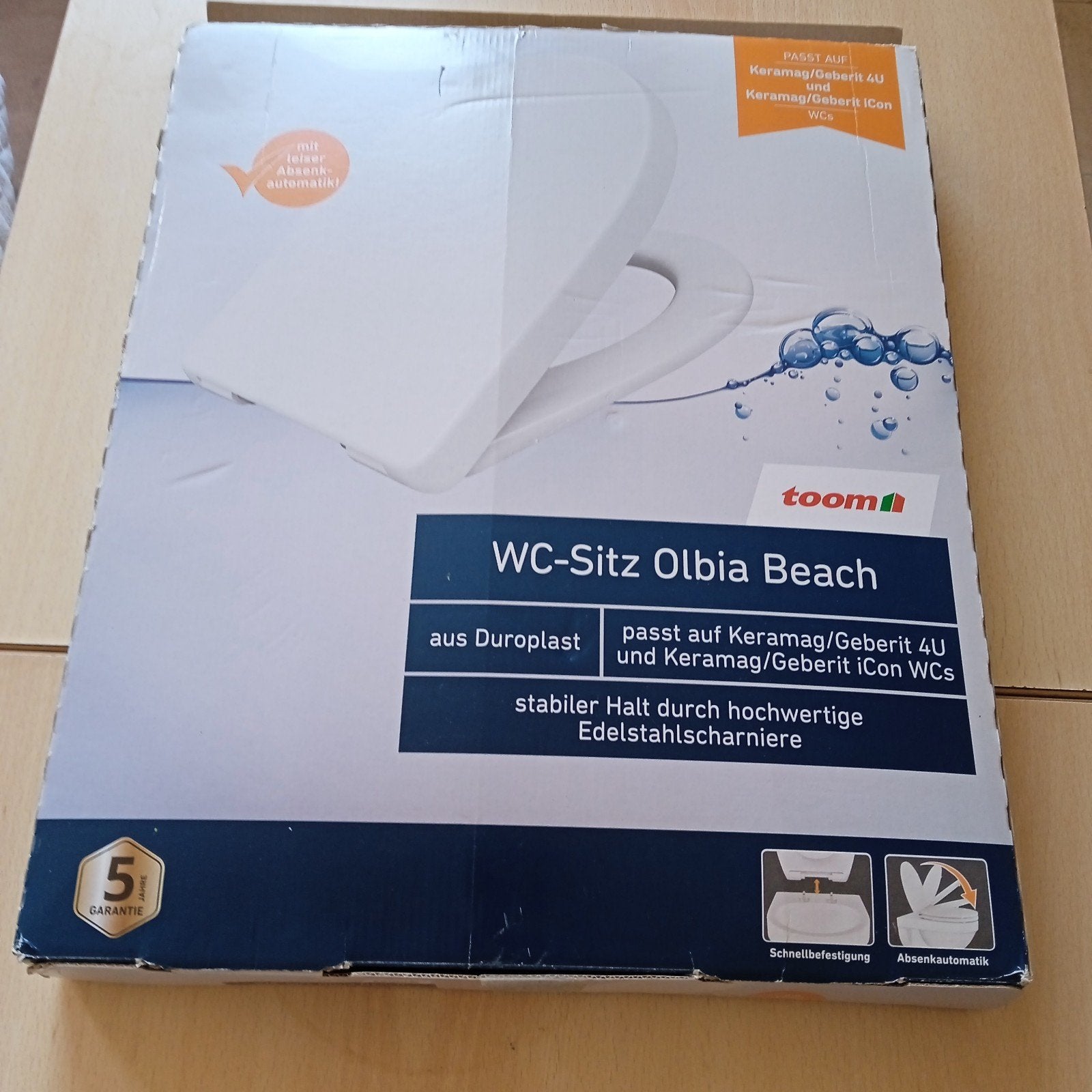 Toom WC-bril Olbia Beach met softclose en snelle bevestiging, Ophalen of Verzenden, Nieuw, Rvs, Toilet