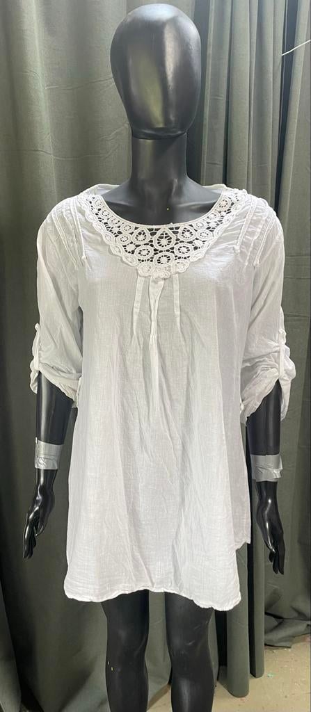 Witte Ibiza Blouse Katoen Maat 38/40, Kleding | Dames, Blouses en Tunieken, Ophalen of Verzenden, Zo goed als nieuw, Maat 38/40 (M)