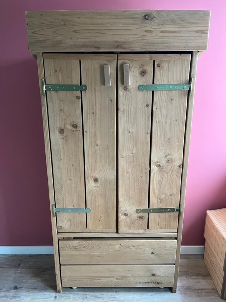 Kinder kledingkast van steigerhout 183h x 94b cm, Ophalen, Kast, 50 tot 70 cm, 105 cm of meer