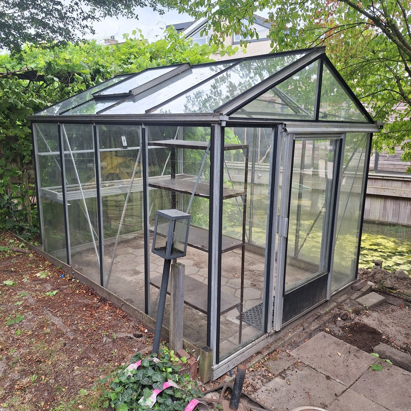 Ruime Kweekkas met Aluminium Frame en Glazen Panelen, Tuin en Terras, Kassen, Ophalen, Gebruikt, Kweekkas, Glas