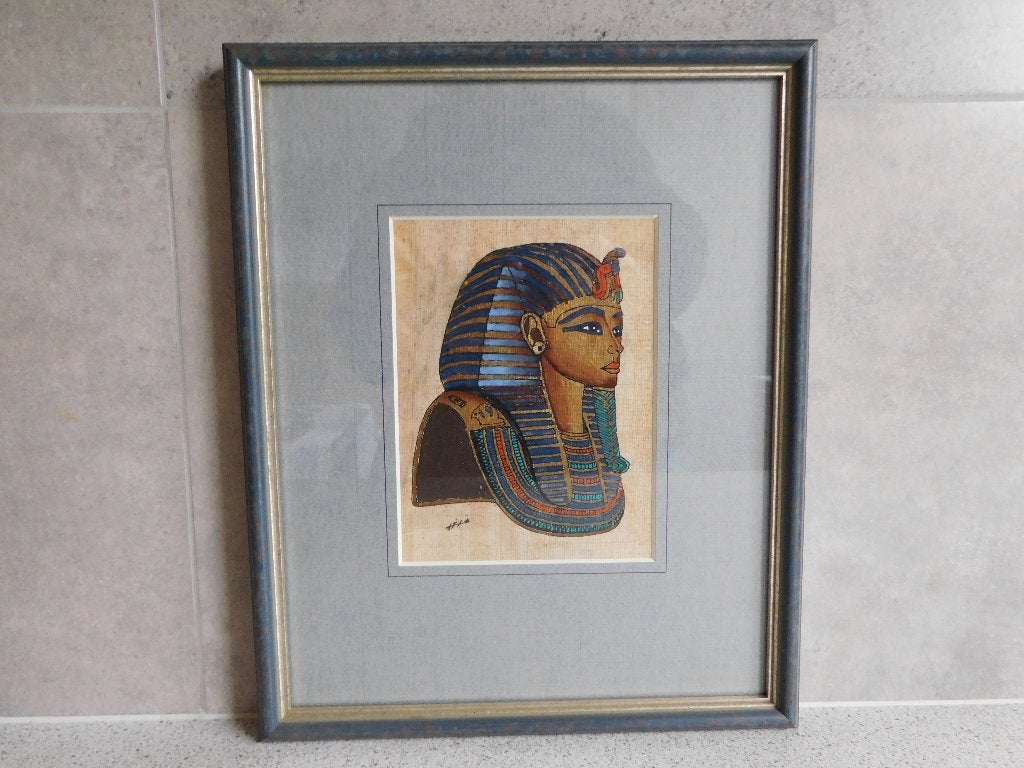 Egyptische Prent 32x26 cm. Mummi Farao, Ophalen of Verzenden, Zo goed als nieuw, 1940 tot 1960, Prent