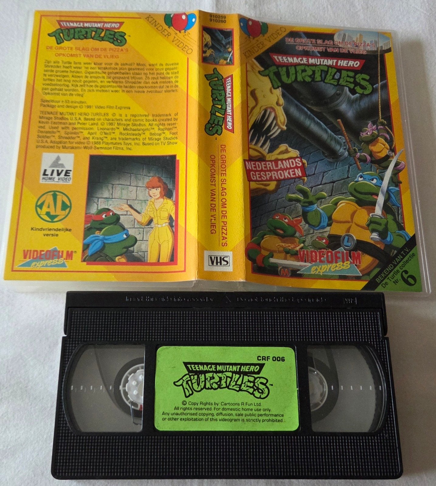 Teenage Mutant Hero Turtles Nummer 6 VHS Cartoon/Animatie, Cd's en Dvd's, VHS | Kinderen en Jeugd, Alle leeftijden, Ophalen of Verzenden
