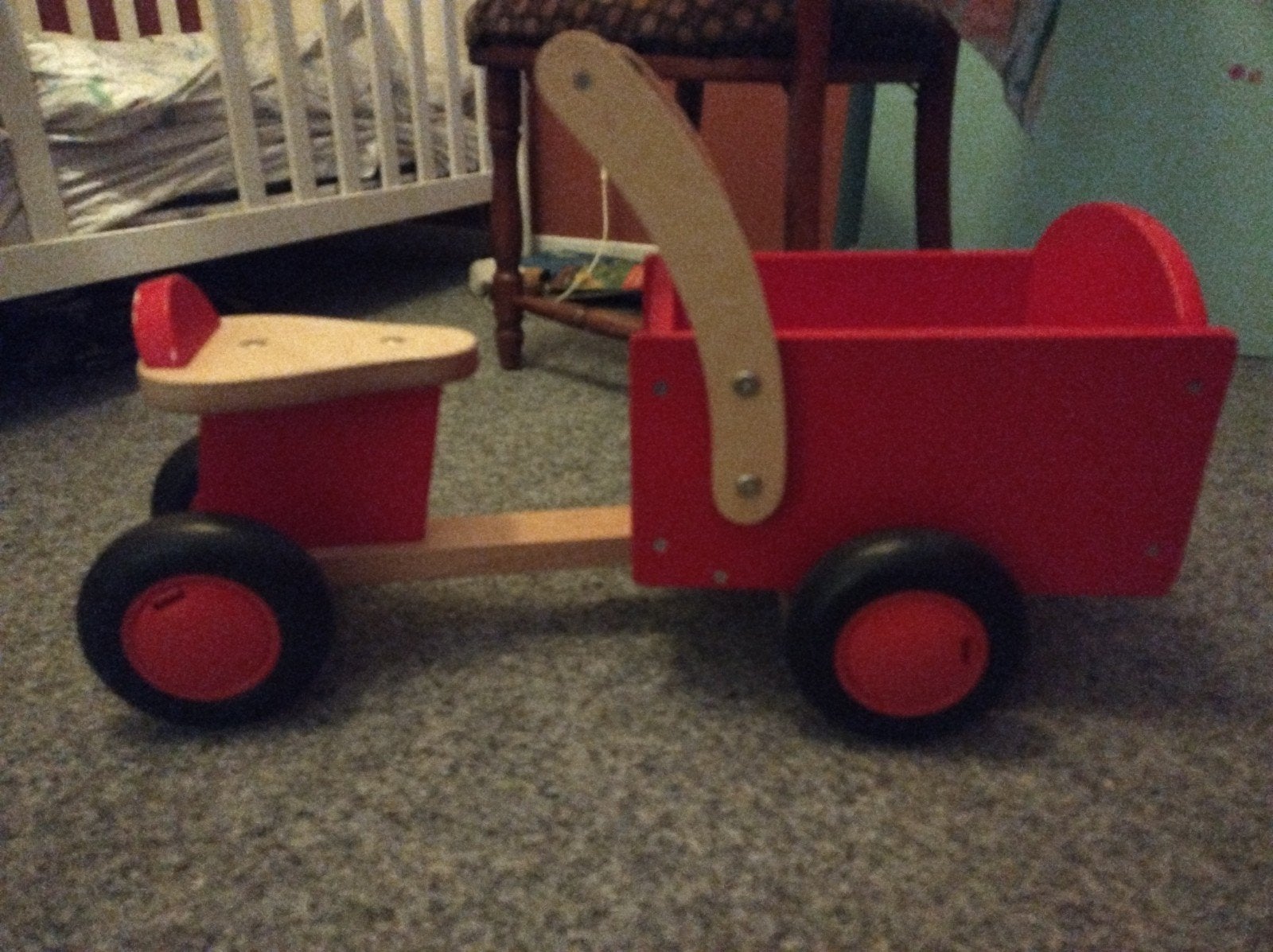 Houten bakfiets loopfietsje, Ophalen, Loopfiets