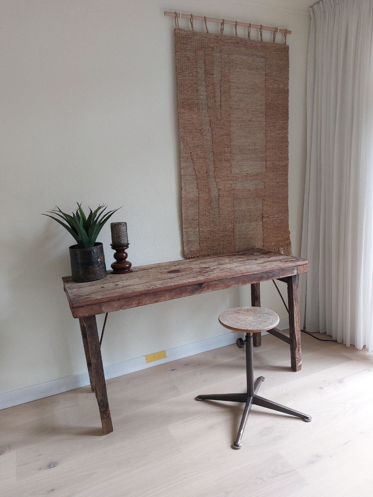 Antieke industrieel sidetable tafel bureau Friso Kramer kruk, Antiek en Kunst, Antiek | Meubels | Tafels, Ophalen