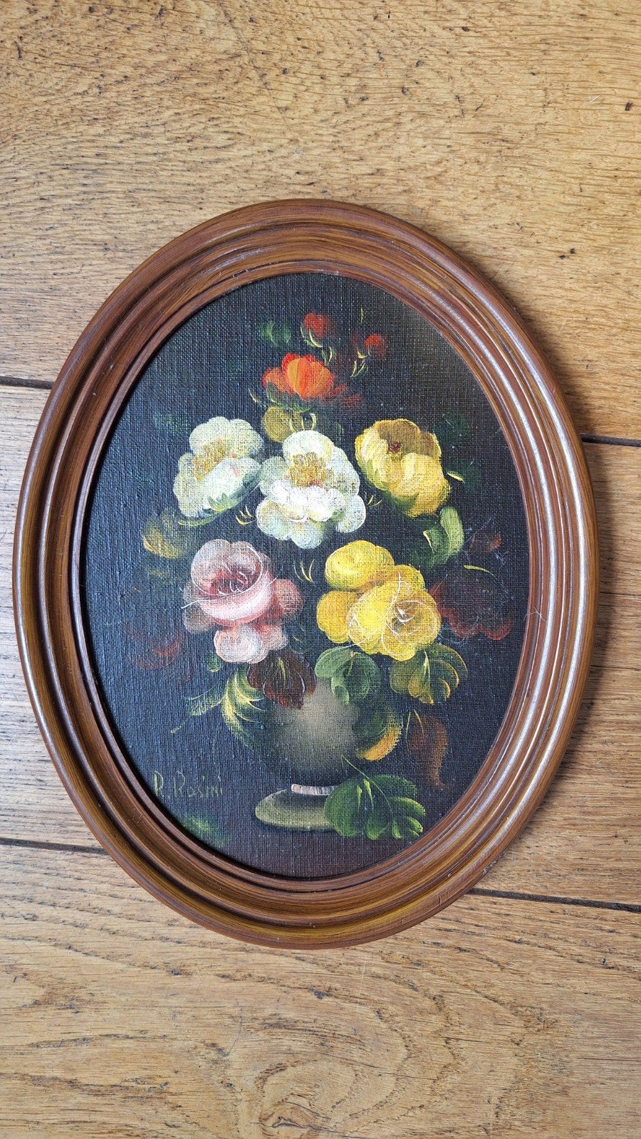 Vintage olieverfschilderij van R Rosini, Ophalen