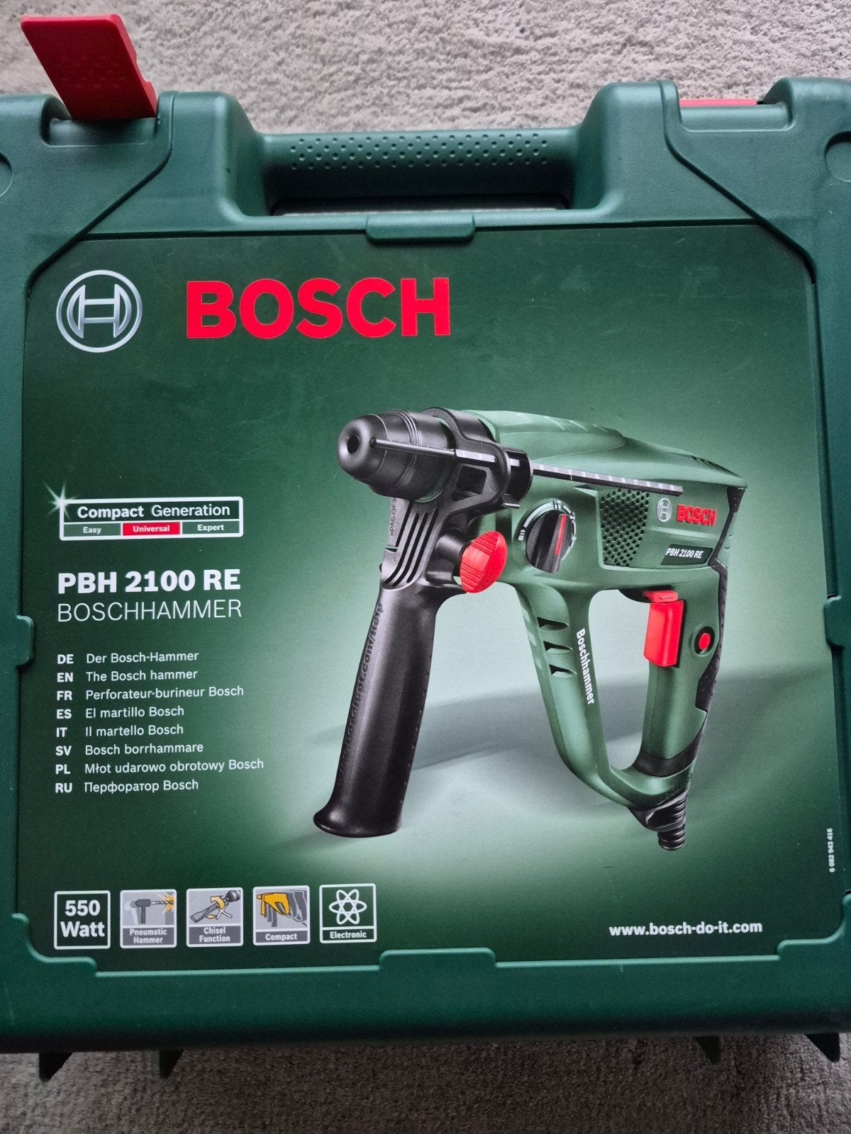 Bosch Boorhamer PBH 2100 RE & Multidetector Truvo - Set, Ophalen, Boor- en/of Breekhamer, Nieuw, Variabele snelheid