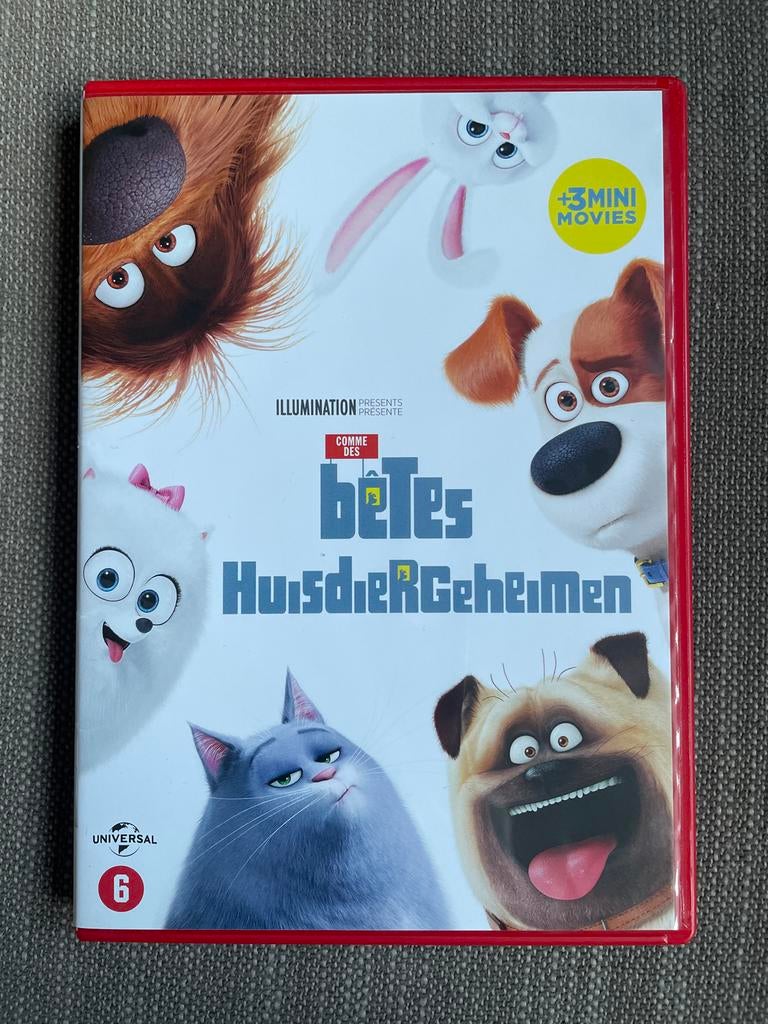 Huisdiergeheimen dvd - Animatie met 3 mini-films, Ophalen of Verzenden, Zo goed als nieuw, Komedie, Vanaf 6 jaar