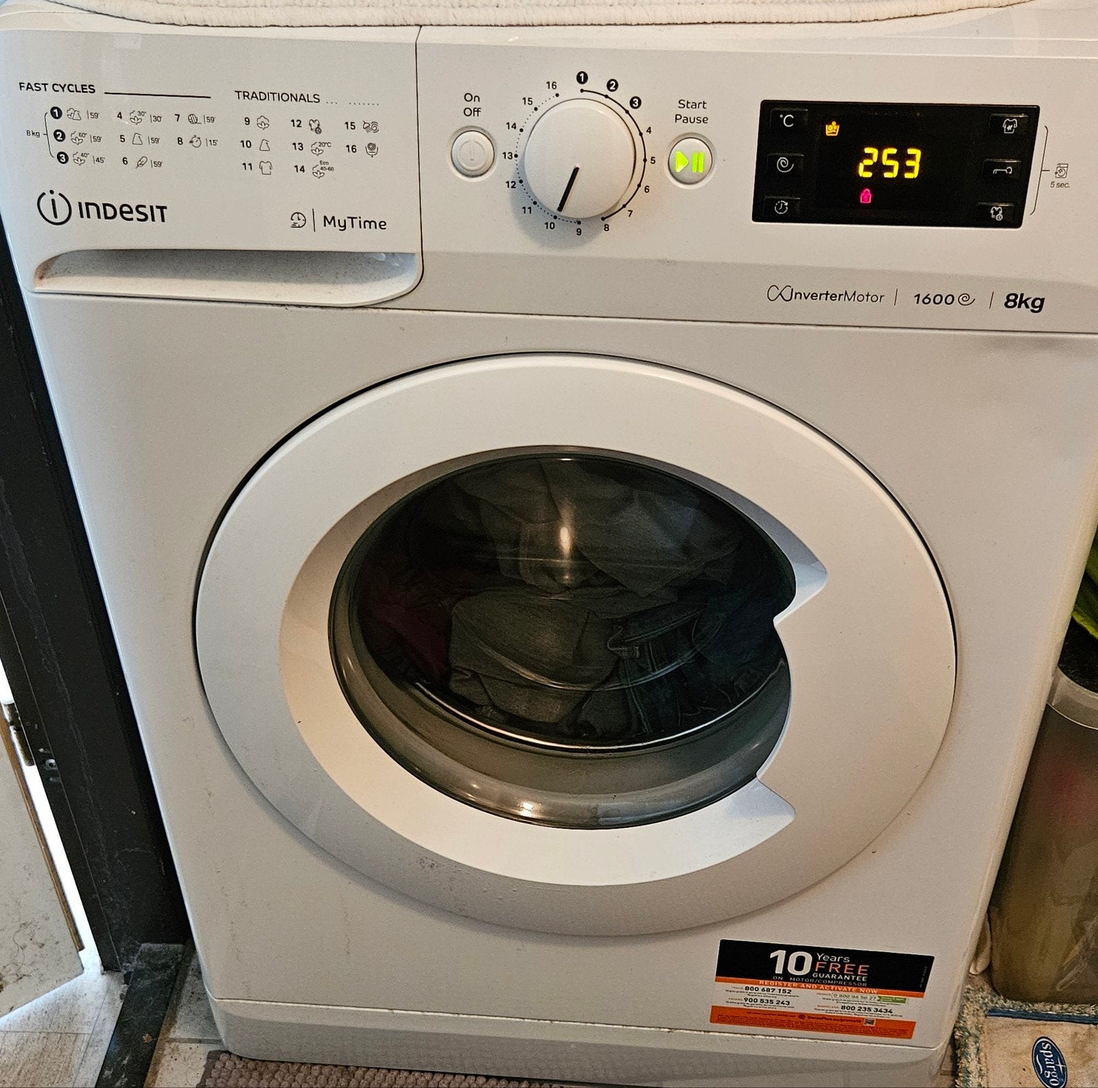 Indesit MyTime Wasmachine 8kg 1600 toeren - Goede conditie, Ophalen, 1600 toeren of meer, 85 tot 90 cm