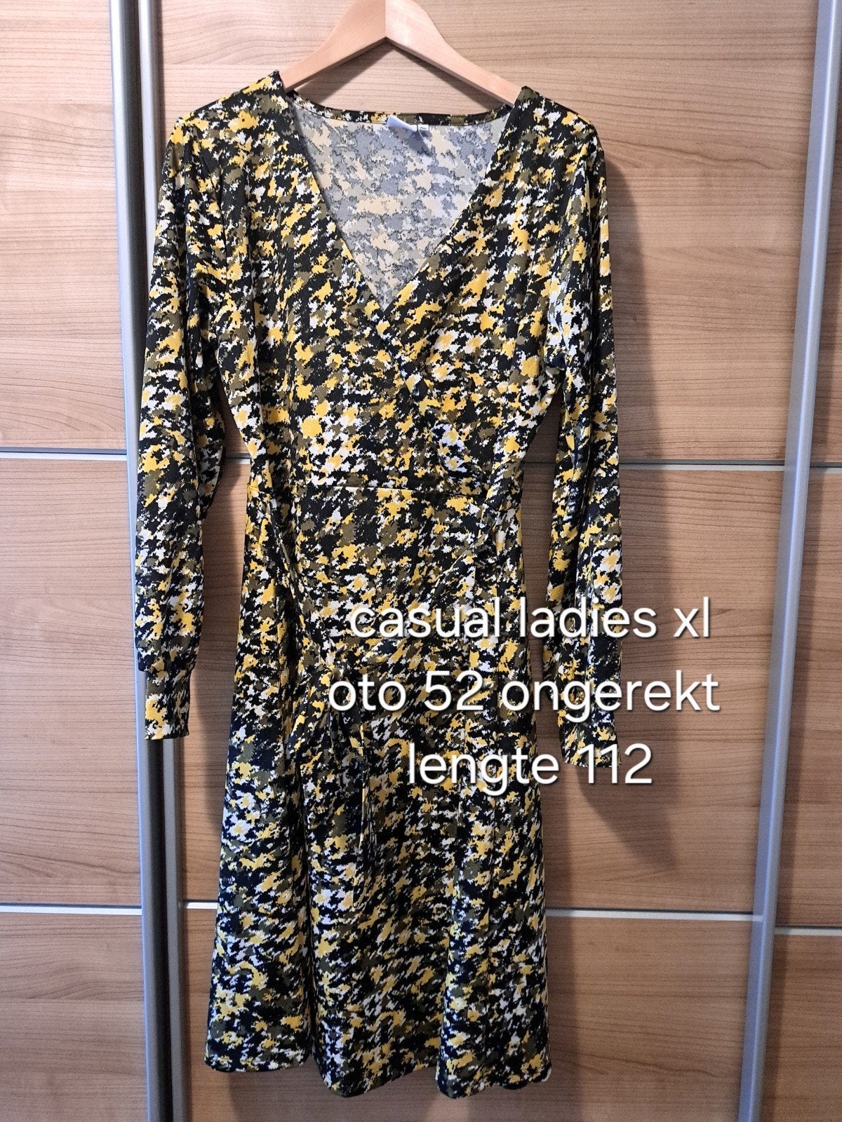 mooie herfst/winter jurk xl geel/groen/ wit, Ophalen of Verzenden, Zo goed als nieuw, Maat 46/48 (XL) of groter, Meerkleurig