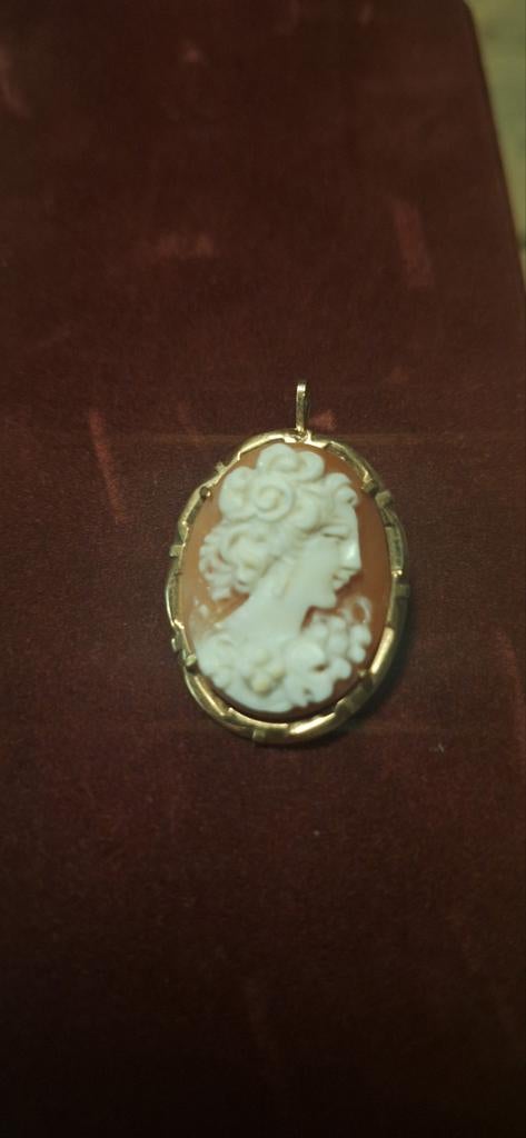 Vintage Camee Hanger/Broche 585 Goud, Antiek en Kunst, Antiek | Goud en Zilver, Ophalen of Verzenden