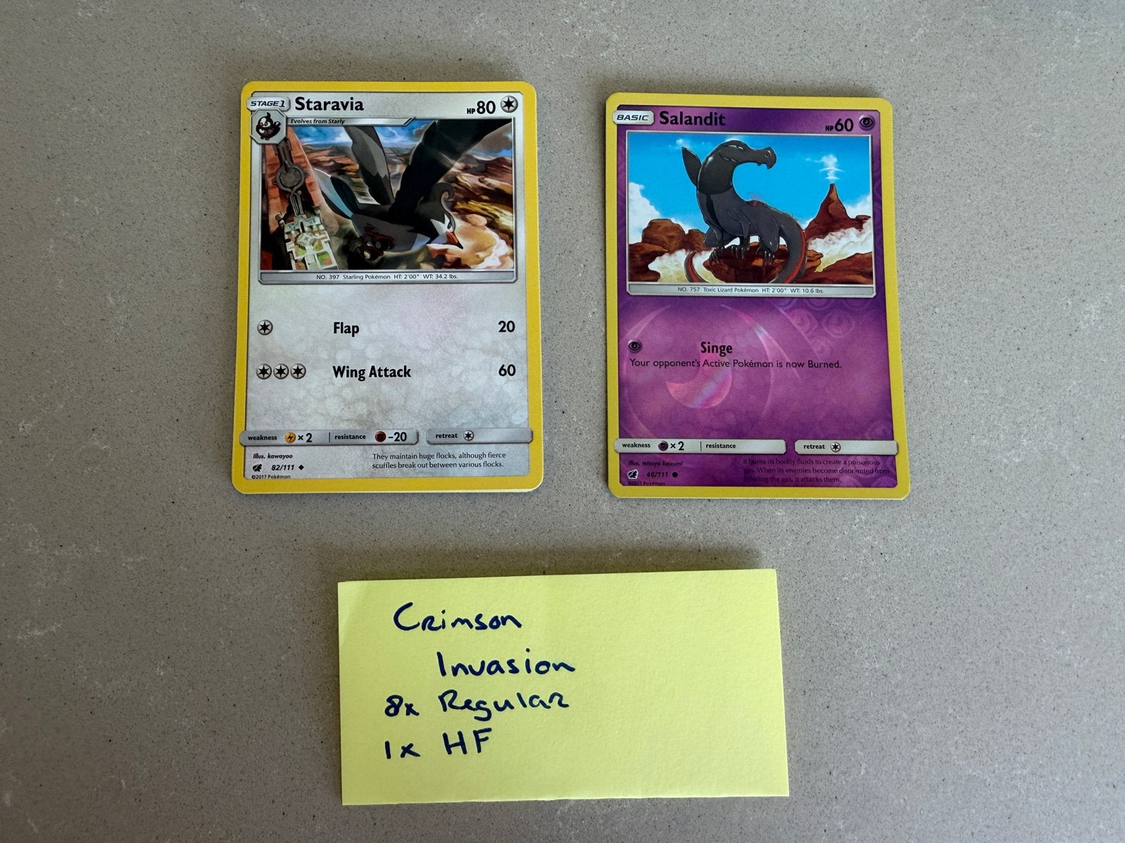 Pokémon Crimson Invasion: 8 normale, 1 foil kaart (onbespeel, Ophalen of Verzenden, Nieuw, Meerdere kaarten, Foil