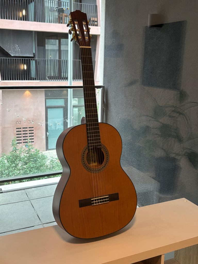 Klassieke gitaar met capo en koffer - Zo goed als nieuw, Ophalen of Verzenden, Zo goed als nieuw, Klassieke of Spaanse gitaar