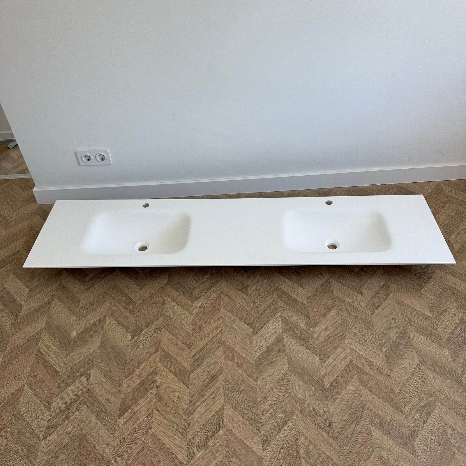 Luxe 180 cm witte composiet dubbele wasbak wastafel, Ophalen of Verzenden, Nieuw, 150 tot 200 cm, Wasbak of Wastafel