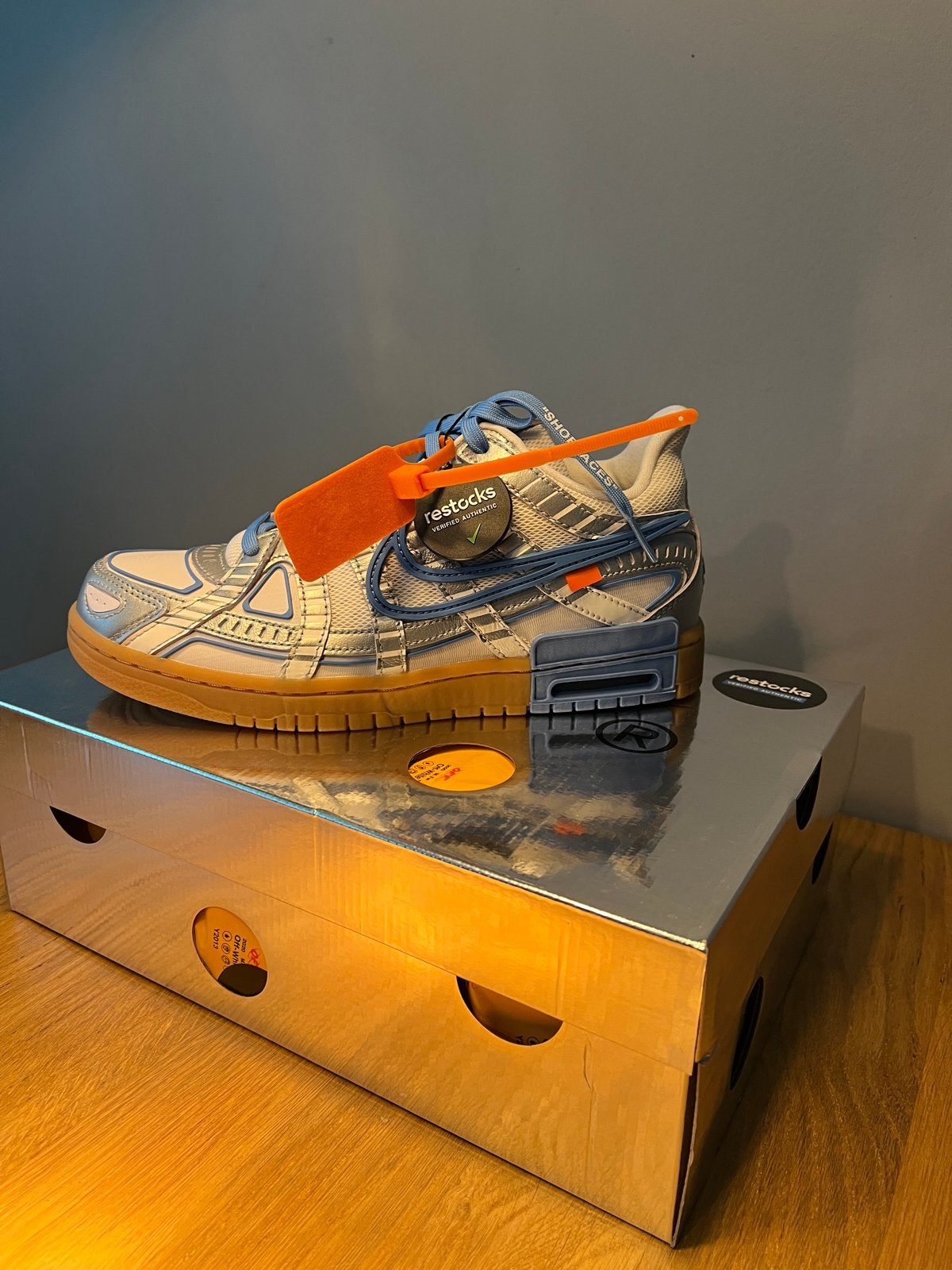Off-White x Nike Rubber Dunk University Blue   Maat 41, Ophalen, Nieuw, Wit, Sneakers of Gympen