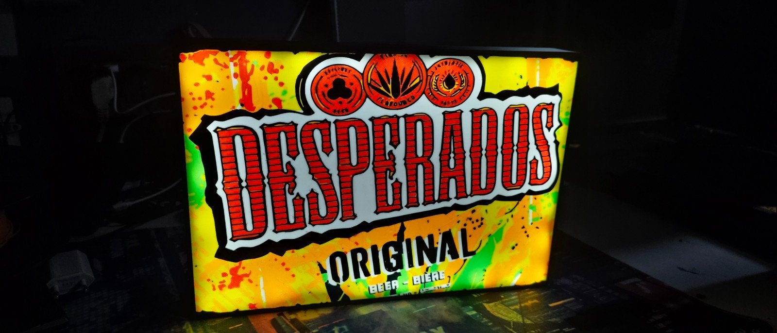 Desperados Lichtreclame - LED Blikvanger voor Bar/Mancave, Ophalen of Verzenden, Nieuw, Reclamebord, Plaat of Schild, Overige merken