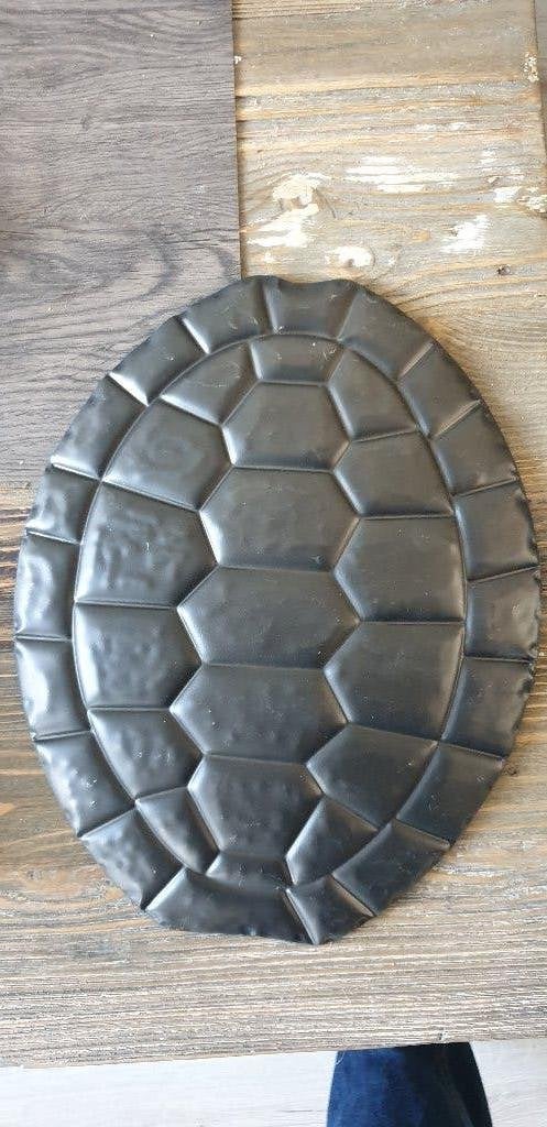 metaal metalen plaat schild schildpad look zwart groot, Ophalen of Verzenden