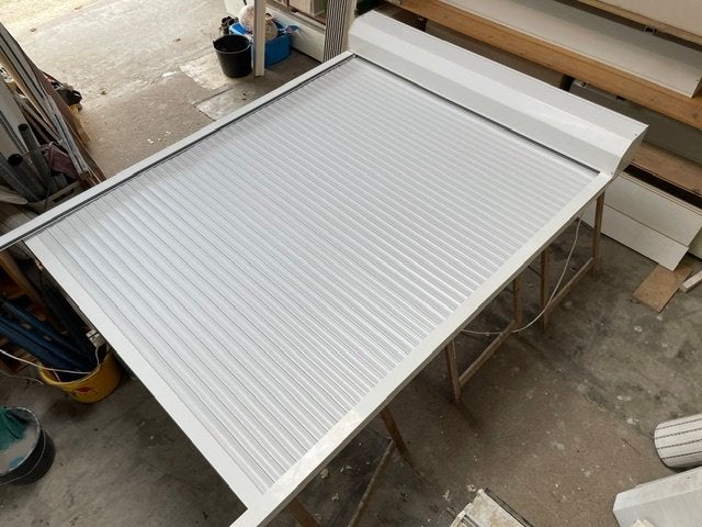 Wit elektrisch rolluik 165,5 cm breed x 248 cm hoog, Ophalen, Gebruikt, 200 cm of meer, Wit