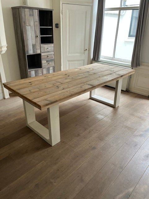 Steigerhouten Eettafel 220cm x 100cm, Ophalen, Overige materialen, Gebruikt, 100 tot 150 cm