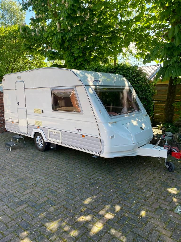 Sprite Super 450 mover, fietsendrager,slot, voortent, Caravans en Kamperen, Caravans, Treinzit, Particulier, 5 tot 6 meter, Sprite